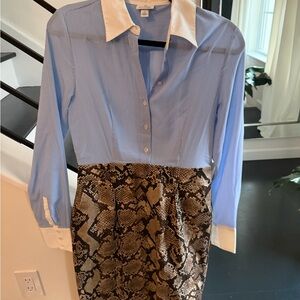 Altuzarra Blue and Brown Long Sleeve Dress